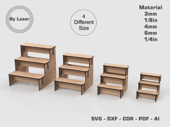 3 Shelf Retail Counter Display Stand for Laser Cutting Stands