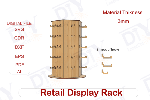 6 Sided Retail Display Rack Stand for Laser Cutting Stands