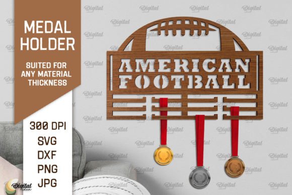 American Football Medal Display LaserCut