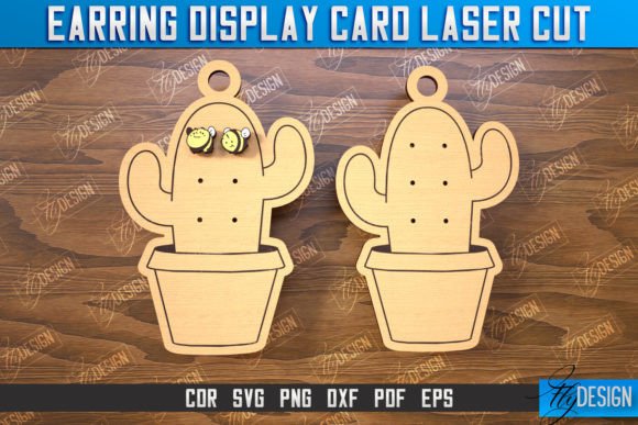 Earring Display Cactus Shaped Display for Laser Cutting and Earrings