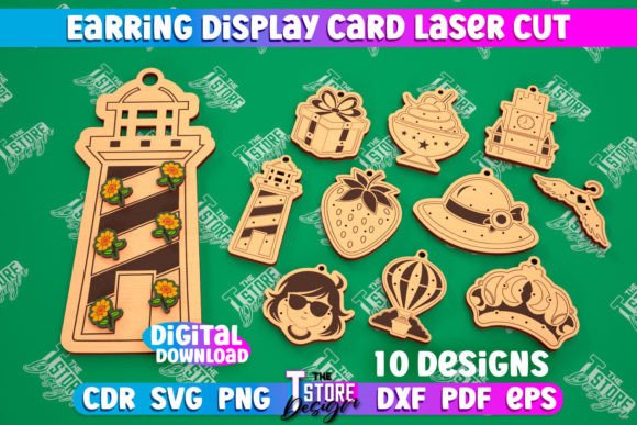 Earring Display Card Laser Cut Bundle for Modern Stands