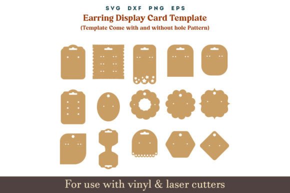 Earring Display Card SVG Template 15 Set for Laser Cutting and Earrings