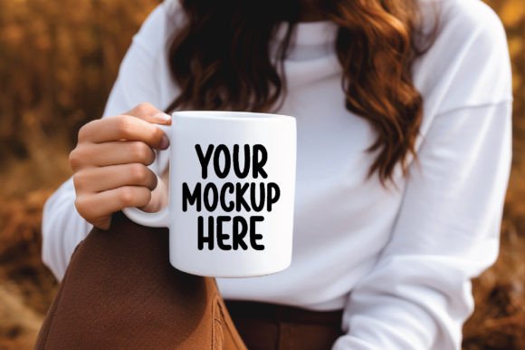 Fall Mug Mockup, White Mug Mockup 8 for Graphics and Mugs Amp