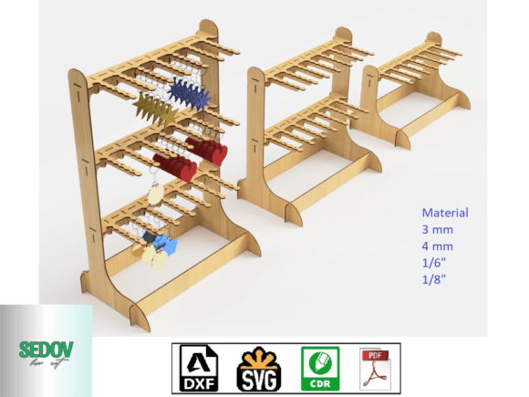 Key Chains Laser Cut Display Case 3 Size for Stands
