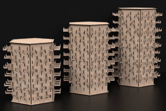 Laser Cut Hexagon Display Stand Svg File for Modern Stands