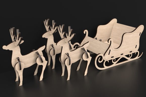 Laser Cut Sleigh Reindeer Svg Files