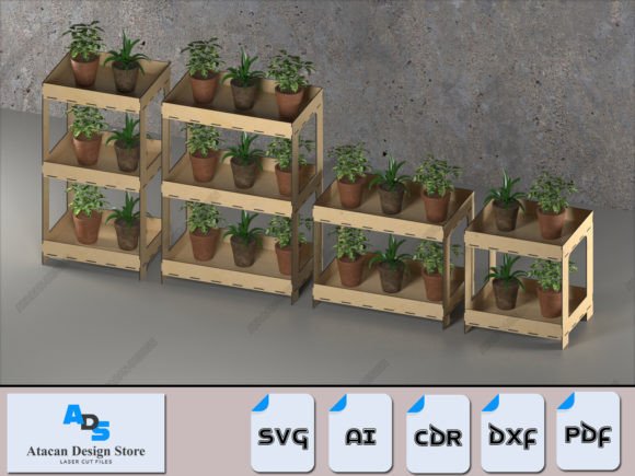 Modular Plant Stand Shelf Laser Cut File for Stands