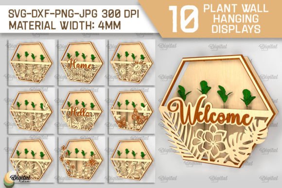Plant Wall Hanging Display SVG Bundle for Laser Cutting and Other Home Decor