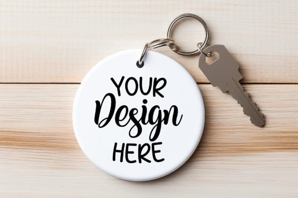 Round White Keychain Mockups 8: Essential Graphics for Modern Keychains