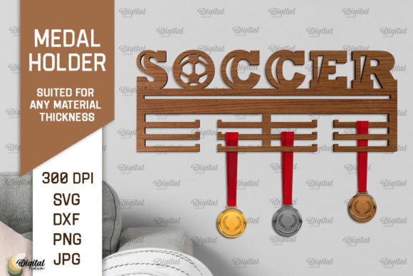 Soccer Medal Display Laser Cut SVG: Wall Decor for Branding